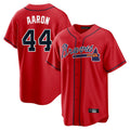 Atlanta Braves #44 Hank Aaron Player Red Home Game Stitched Baseball Jersey