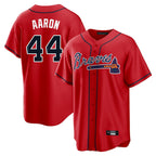 Atlanta Braves #44 Hank Aaron Player Red Home Game Stitched Baseball Jersey