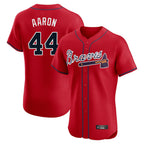 Atlanta Braves #44 Hank Aaron Player Red Limited Elite Home Game Stitched Baseball Jersey