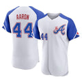 Atlanta Braves #44 Hank Aaron Player White City Connect Limited Elite Home Game Stitched Baseball Jersey