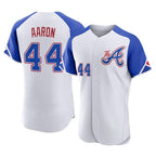 Atlanta Braves #44 Hank Aaron Player White City Connect Limited Elite Home Game Stitched Baseball Jersey