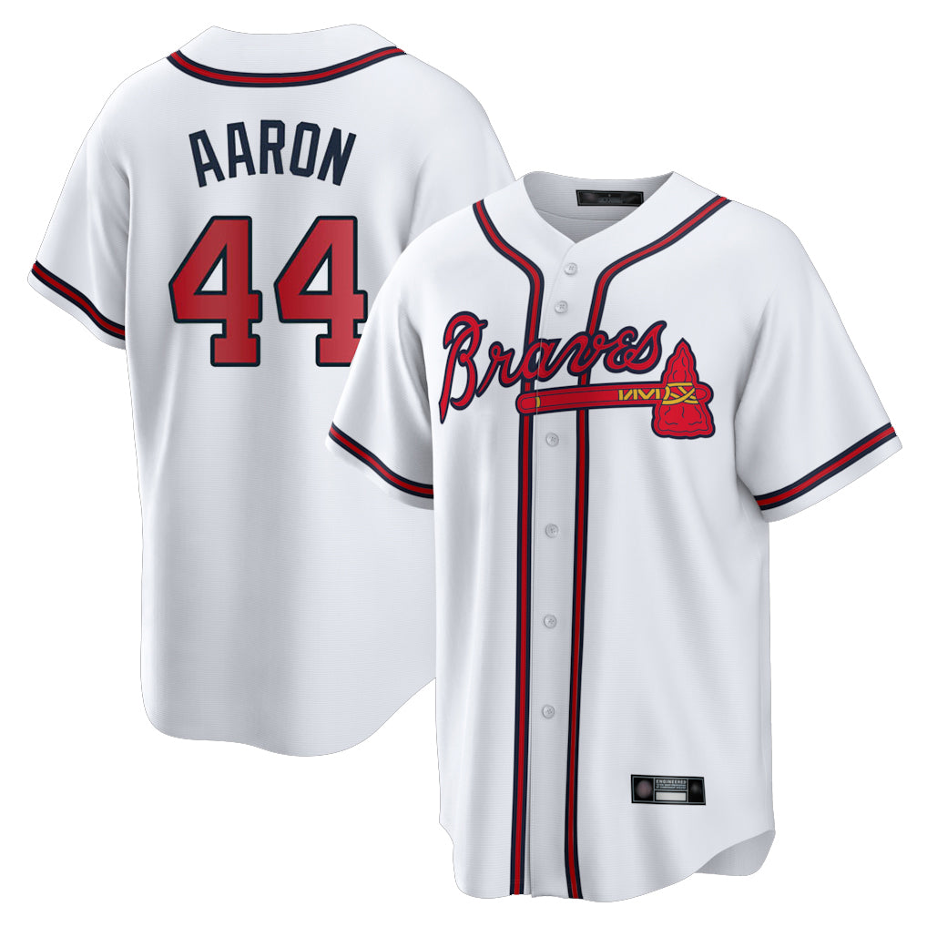Atlanta Braves #44 Hank Aaron Player White Home Game Stitched Baseball Jersey