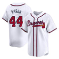 Atlanta Braves #44 Hank Aaron Player White Limited Home Game Stitched Baseball Jersey