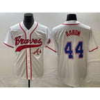 Atlanta Braves #44 Hank Aaron White Cool Base With Patch Stitched Baseball Jersey