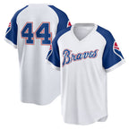 Atlanta Braves #44 Hank Aaron White Home Cooperstown Collection Player Baseball Jersey