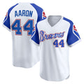 Atlanta Braves #44 Hank Aaron White Throwback Cooperstown Collection Limited Baseball Jersey