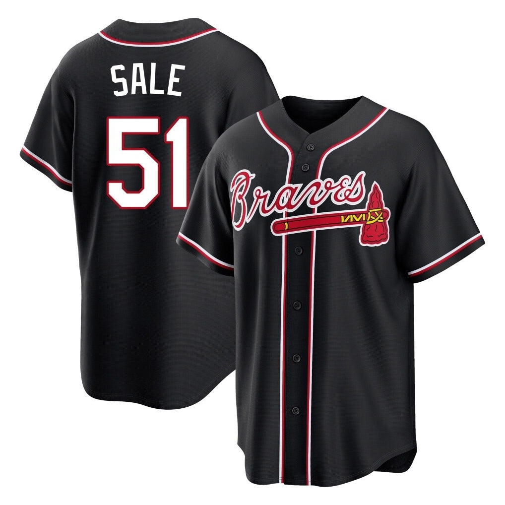 Atlanta Braves #51 Chris Sale Player Black Fashion Out Game Stitched Baseball Jersey