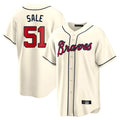 Atlanta Braves #51 Chris Sale Player Cream Home Game Stitched Baseball Jersey