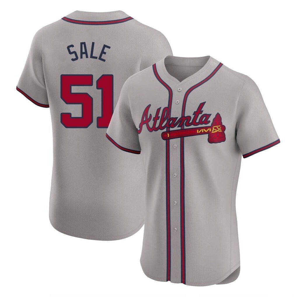 Atlanta Braves #51 Chris Sale Player Gray Limited Elite Home Game Stitched Baseball Jersey