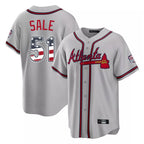 Atlanta Braves #51 Chris Sale Player Gray USA 250 Fourth Of July Limited Home Game Stitched Baseball Jersey
