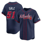 Atlanta Braves #51 Chris Sale Player Navy 2025 Speedway Classic Home Game Stitched Baseball Jersey