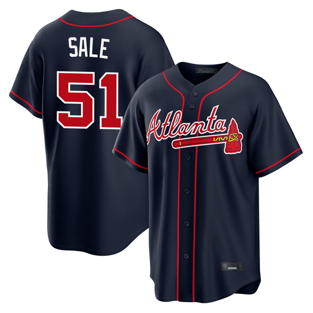 Atlanta Braves #51 Chris Sale Player Navy Home Game Stitched Baseball Jersey