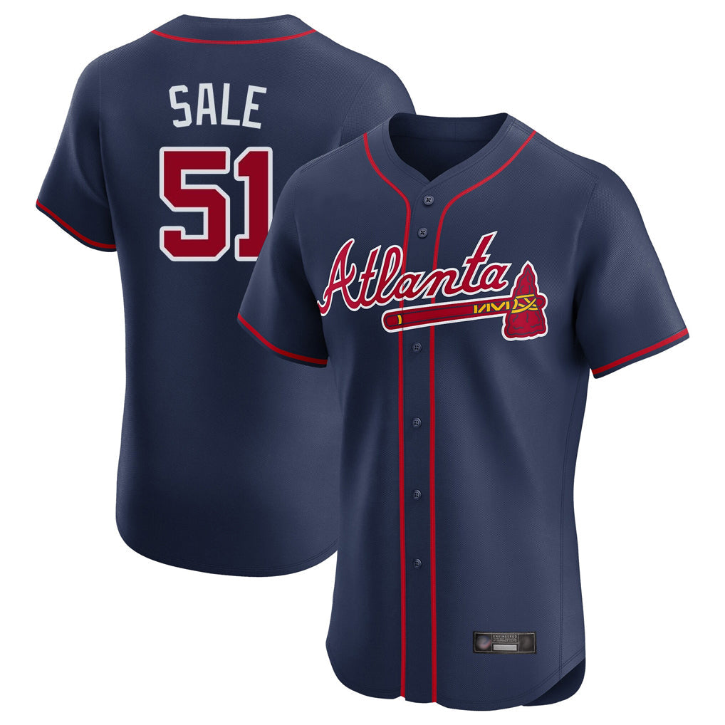 Atlanta Braves #51 Chris Sale Player Navy Limited Elite Home Game Stitched Baseball Jersey