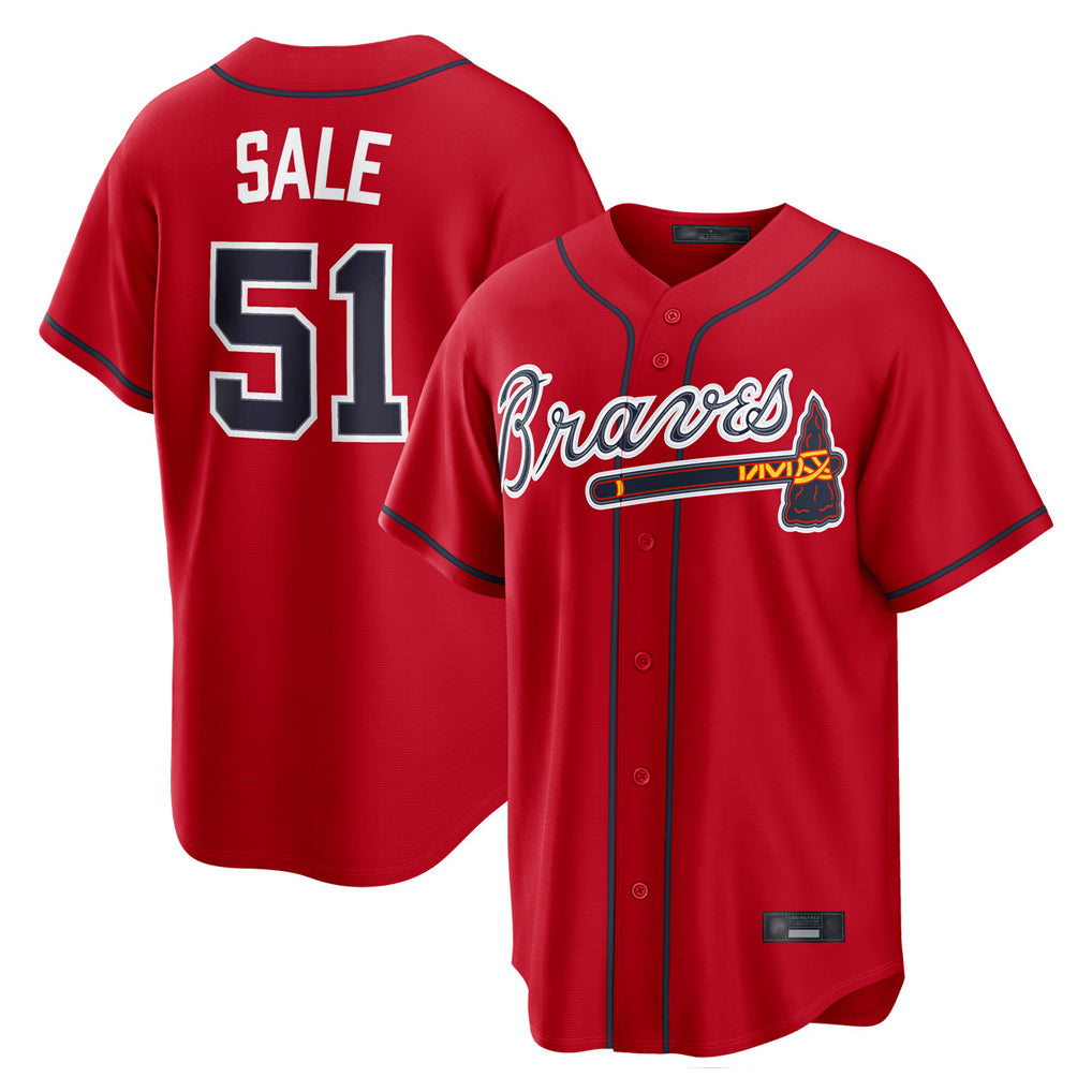 Atlanta Braves #51 Chris Sale Player Red Home Game Stitched Baseball Jersey