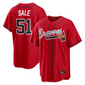 Atlanta Braves #51 Chris Sale Player Red Home Game Stitched Baseball Jersey