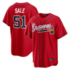 Atlanta Braves #51 Chris Sale Player Red Home Game Stitched Baseball Jersey