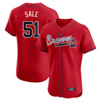 Atlanta Braves #51 Chris Sale Player Red Limited Elite Home Game Stitched Baseball Jersey