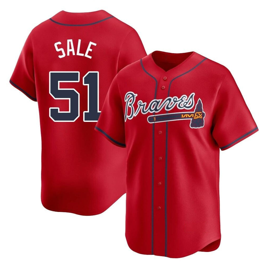 Atlanta Braves #51 Chris Sale Player Red Limited Home Game Stitched Baseball Jersey
