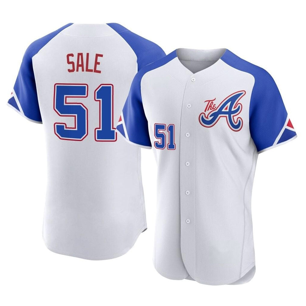 Atlanta Braves #51 Chris Sale Player White City Connect Limited Elite Home Game Stitched Baseball Jersey