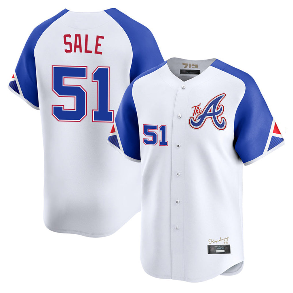 Atlanta Braves #51 Chris Sale Player White City Connect Limited Home Game Stitched Baseball Jersey