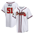 Atlanta Braves #51 Chris Sale Player White Gold Home Game Stitched Baseball Jersey