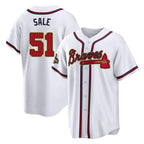 Atlanta Braves #51 Chris Sale Player White Gold Home Game Stitched Baseball Jersey