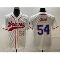 Atlanta Braves #54 Max Fried Number White Cool Base With Patch Stitched Baseball Jersey