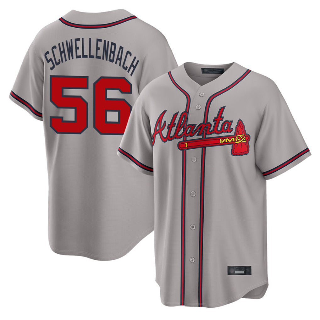 Atlanta Braves #56 Spencer Schwellenbach Player Gray Home Game Stitched Baseball Jersey