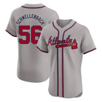 Atlanta Braves #56 Spencer Schwellenbach Player Gray Limited Elite Home Game Stitched Baseball Jersey
