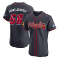 Atlanta Braves #56 Spencer Schwellenbach Player Navy 2025 Speedway Classic Limited Elite Home Game Stitched Baseball Jersey