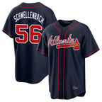 Atlanta Braves #56 Spencer Schwellenbach Player Navy Home Game Stitched Baseball Jersey