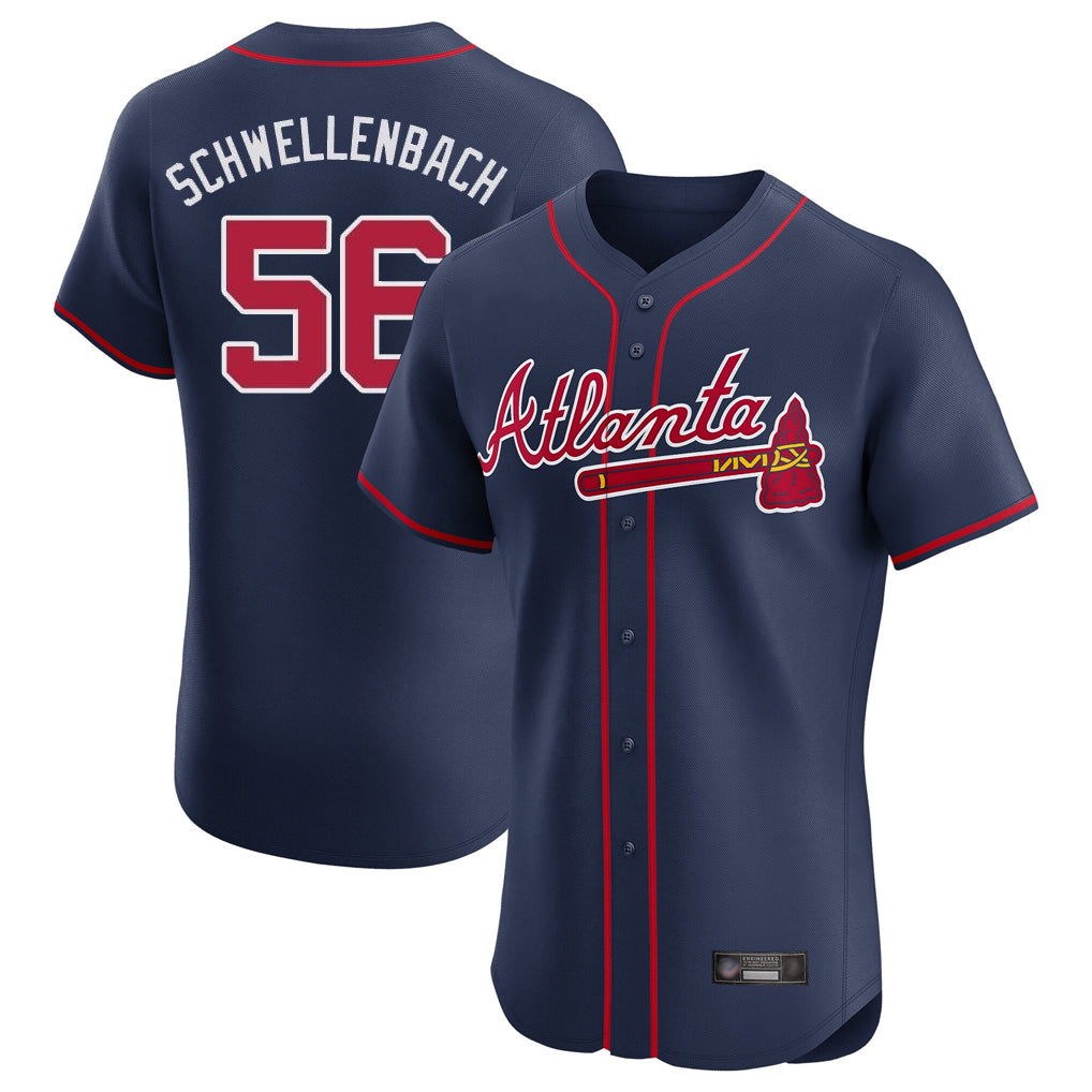 Atlanta Braves #56 Spencer Schwellenbach Player Navy Limited Elite Home Game Stitched Baseball Jersey