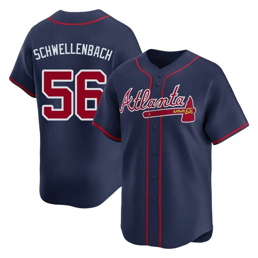 Atlanta Braves #56 Spencer Schwellenbach Player Navy Limited Home Game Stitched Baseball Jersey