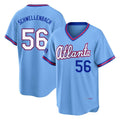 Atlanta Braves #56 Spencer Schwellenbach Player Powder Blue 2026 City Connect T-shirt Home Game Stitched Baseball Jersey
