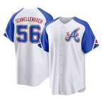 Atlanta Braves #56 Spencer Schwellenbach Player White City Connect Home Game Stitched Baseball Jersey