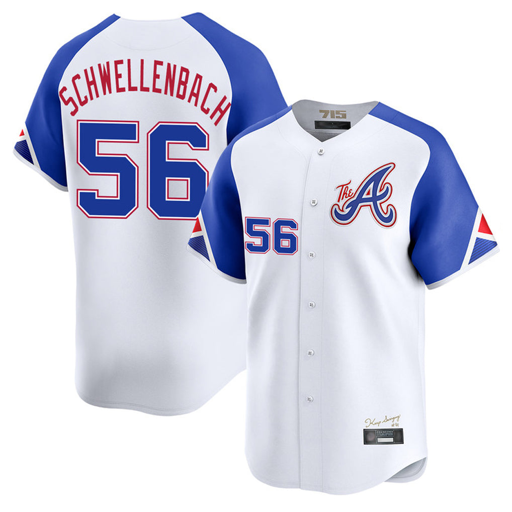 Atlanta Braves #56 Spencer Schwellenbach Player White City Connect Limited Home Game Stitched Baseball Jersey