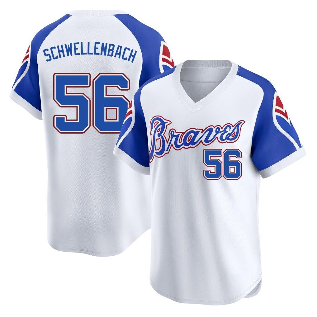 Atlanta Braves #56 Spencer Schwellenbach Player White Throwback Cooperstown Collection T-shirt Game Stitched Baseball Jersey