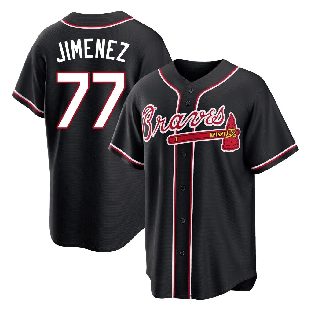 Atlanta Braves #77 Joe Jimenez Player Black Fashion Out Game Stitched Baseball Jersey