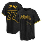 Atlanta Braves #77 Joe Jimenez Player Black Snake Skin City Home Game Stitched Baseball Jersey
