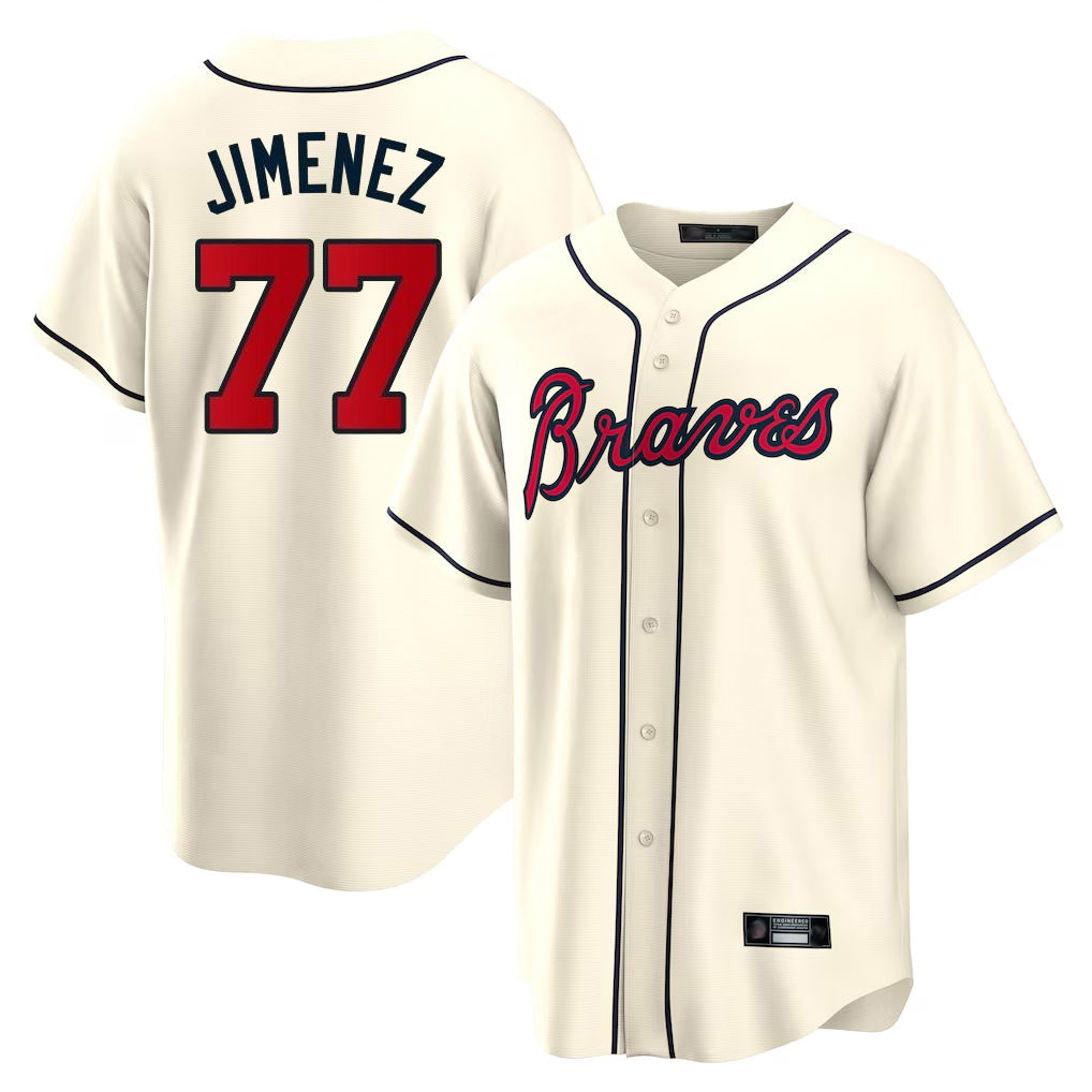 Atlanta Braves #77 Joe Jimenez Player Cream Home Game Stitched Baseball Jersey