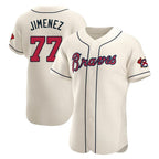 Atlanta Braves #77 Joe Jimenez Player Cream Limited Elite Home Game Stitched Baseball Jersey