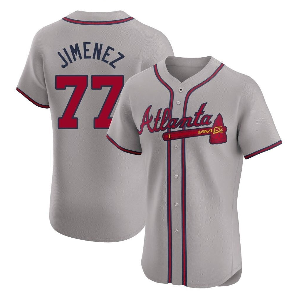 Atlanta Braves #77 Joe Jimenez Player Gray Limited Elite Home Game Stitched Baseball Jersey