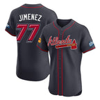 Atlanta Braves #77 Joe Jimenez Player Navy 2025 Speedway Classic Limited Elite Home Game Stitched Baseball Jersey