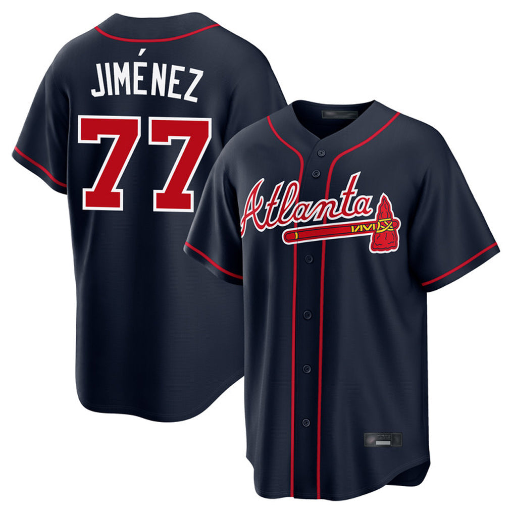 Atlanta Braves #77 Joe Jimenez Player Navy Home Game Stitched Baseball Jersey