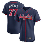 Atlanta Braves #77 Joe Jimenez Player Navy Limited Elite Home Game Stitched Baseball Jersey