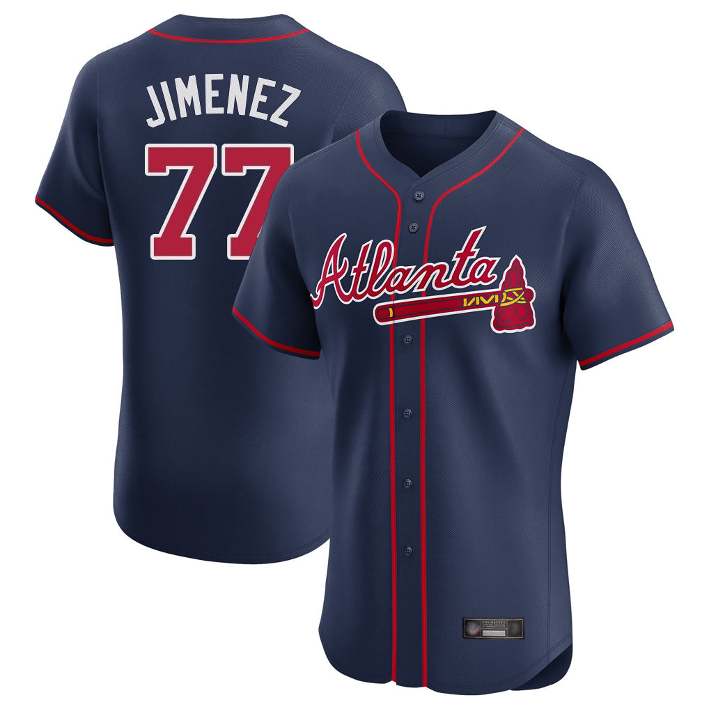 Atlanta Braves #77 Joe Jimenez Player Navy Limited Elite Home Game Stitched Baseball Jersey