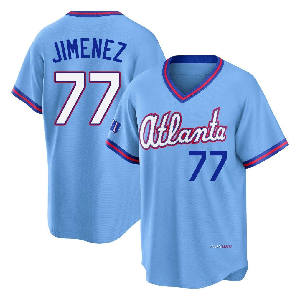 Atlanta Braves #77 Joe Jimenez Player Powder Blue 2026 City Connect T-shirt Home Game Stitched Baseball Jersey