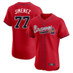 Atlanta Braves #77 Joe Jimenez Player Red Limited Elite Home Game Stitched Baseball Jersey