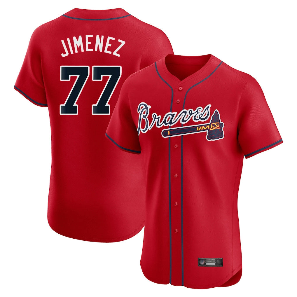 Atlanta Braves #77 Joe Jimenez Player Red Limited Elite Home Game Stitched Baseball Jersey