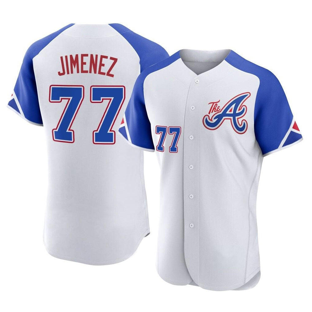 Atlanta Braves #77 Joe Jimenez Player White City Connect Limited Elite Home Game Stitched Baseball Jersey